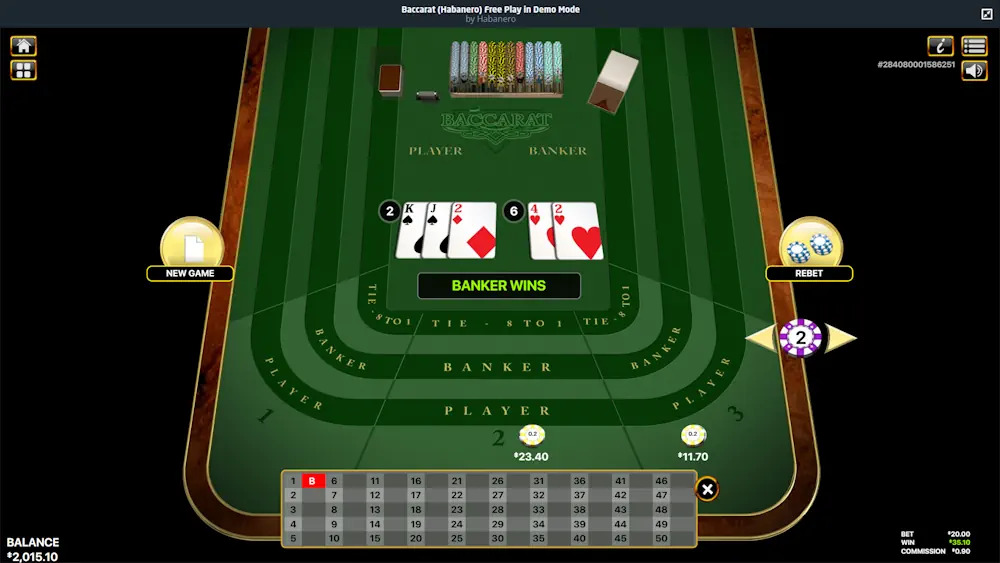 Baccarat Gameplay by Habanero Screenshot